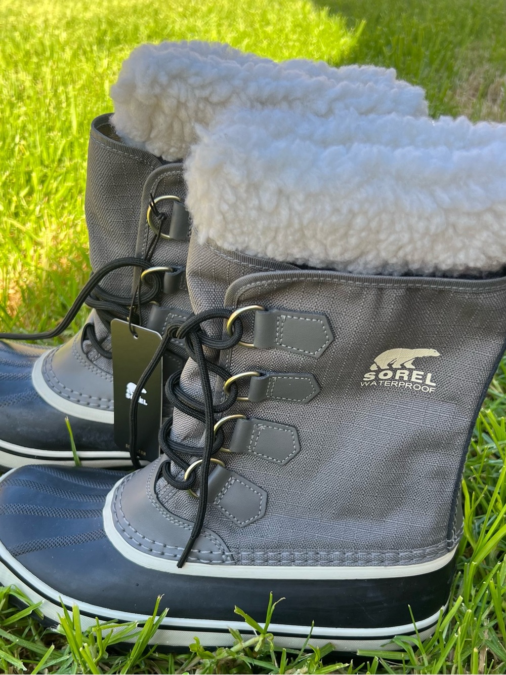 SOREL Women’s Waterproof Gray Winter Boots with Faux Fur - New